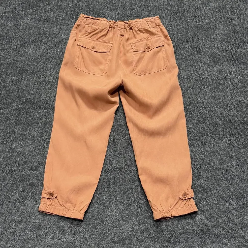 Banana Republic Pants Womens 6 Orange Cropped Utility Lyocell Linen Blend